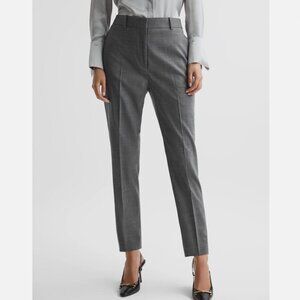 REISS Grey Layton Slim Fit Wool Blend Classic Minimalist Suit Trousers Size 6